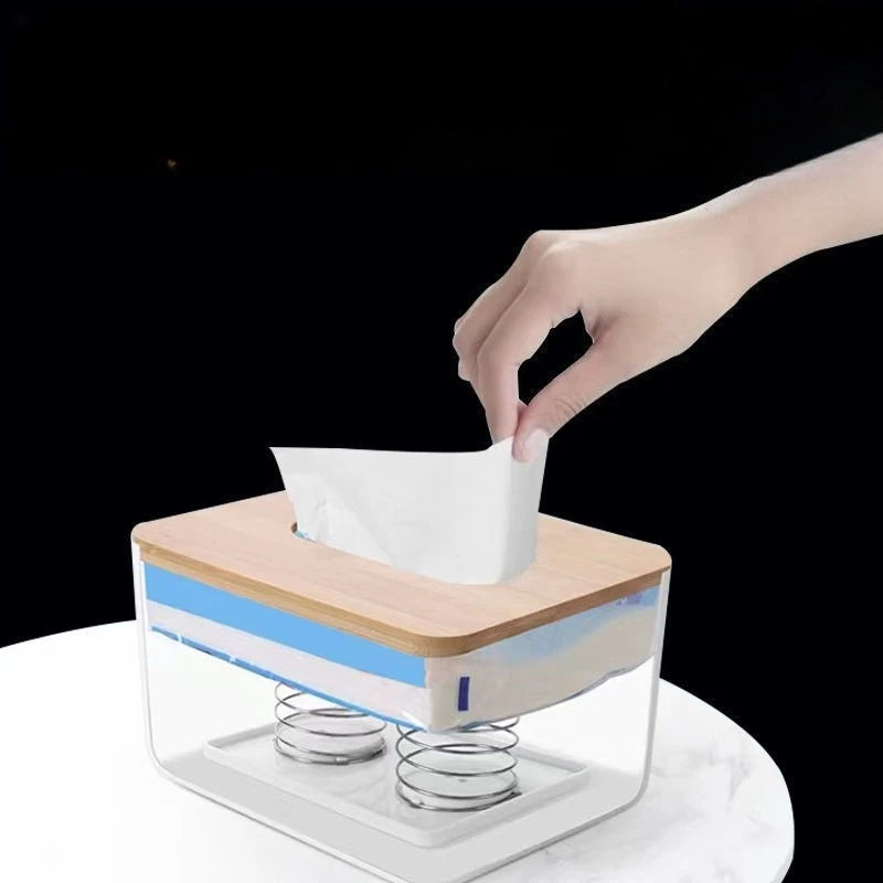 1pc Tissue Dispenser Spring Automatic Lift Spring Loaded Tissue Box Office Home Kitchen Toilet Bracket Kitchen Organizer