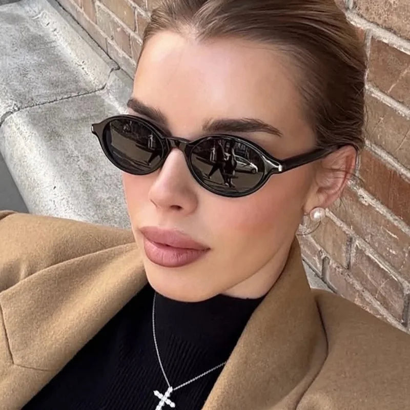 JNPCXI New Oval Sunglasses for Women Retro Trendy Personality New 2025 Model Fashionable Sun Glasses