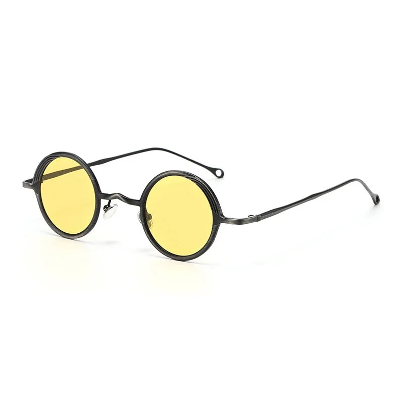 JNPCXI Retro Polarized Classic Metal Small Round Punk Men Sunglasses Fashion Clear Anti Blue Light Women Sun Glasses UV400