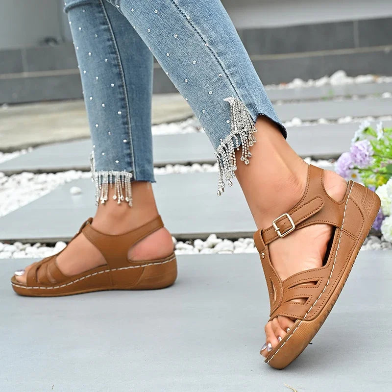 2025 Summer Women Wedge Sandals Lightweight Ankle Buckle Platform Gladiator Sandals Woman Peep Toe Non Slip Beach Sandles 36-43