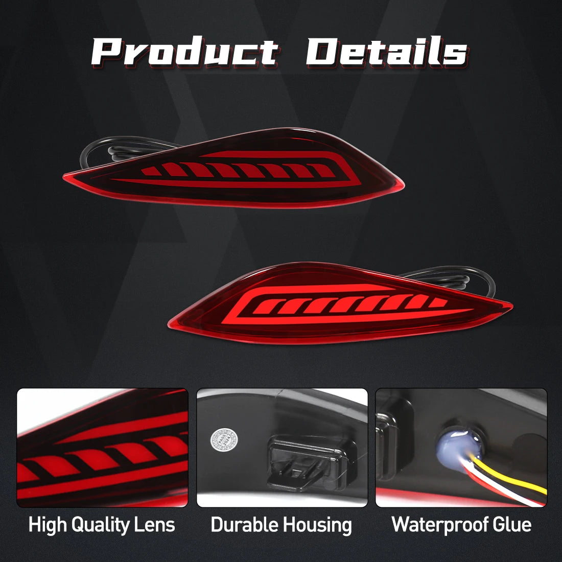 For Toyota Rush 2018 2019 2020 2021 2022 2023 2024 LED Rear Bumper Reflector Light Car Running Brake Dynamic Turn Signal 12V