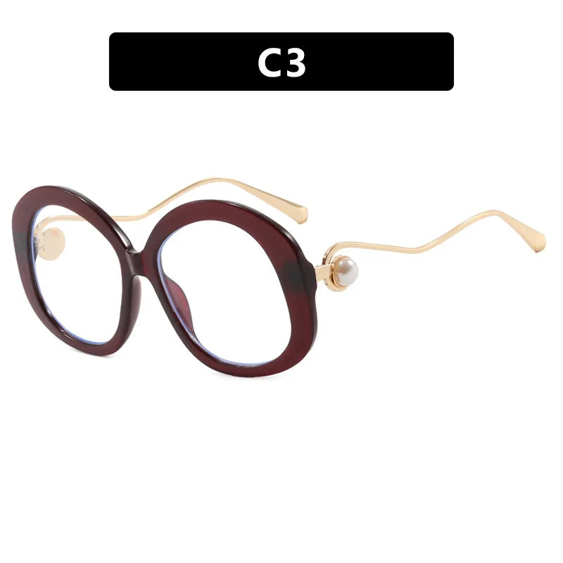 JNPCXI Vintage Round Women Luxury Sunglasses Fashion Pearl Design Glasses Frames UV400 Female Spectacles Frame