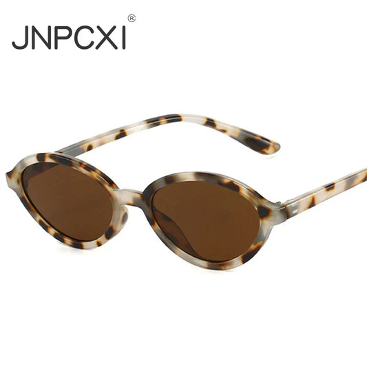 JNPCXI New Fashion Oval Sunglasses Women Retro Punk Gradient Amber Tea Shades UV400