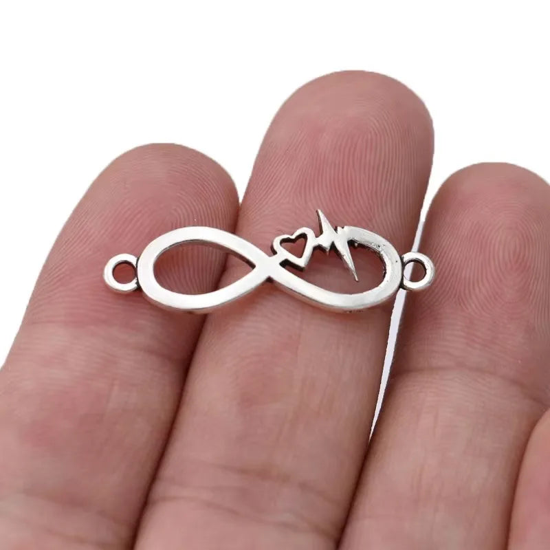 10ps Antique Silver Plated Infinity Charm Connectors for Jewelry Making Bracelet Findings Accessories DIY Craft 34X11mm