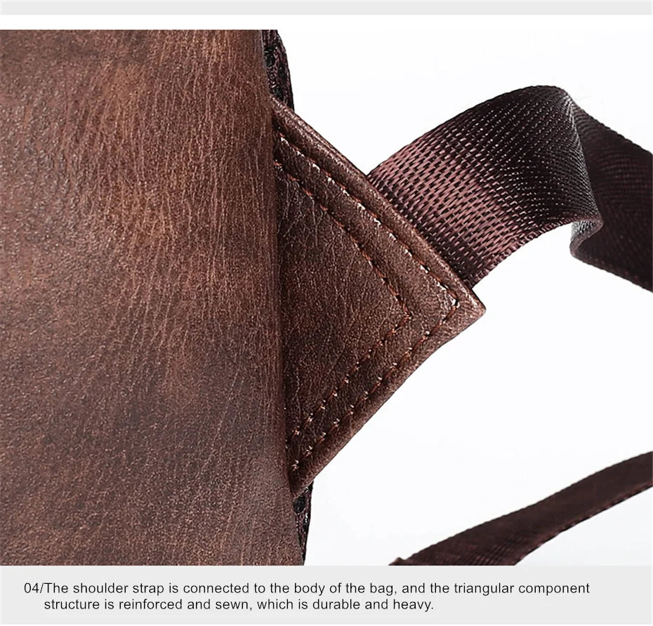 JEEP BULUO Leather Men Backpack Business 15.6" PC Bag Large Capacity Travel Bag