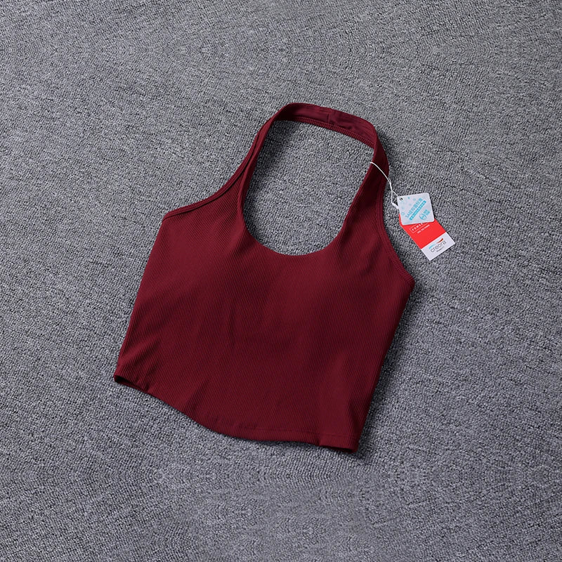 Yoga Fitness Sports Bra Sexy Back Super Soft Yoga Top Backless Padded Workout Gym Bra Solid Color Active Wear