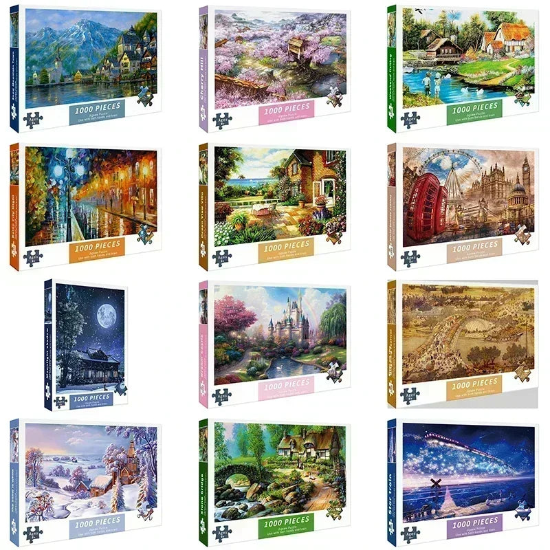 75*50CM Adult 1000 Pieces Paper Jigsaw Puzzle Lovely Cure High Difficulty Decompression Puzzle Birthday Gift  Educational Toy