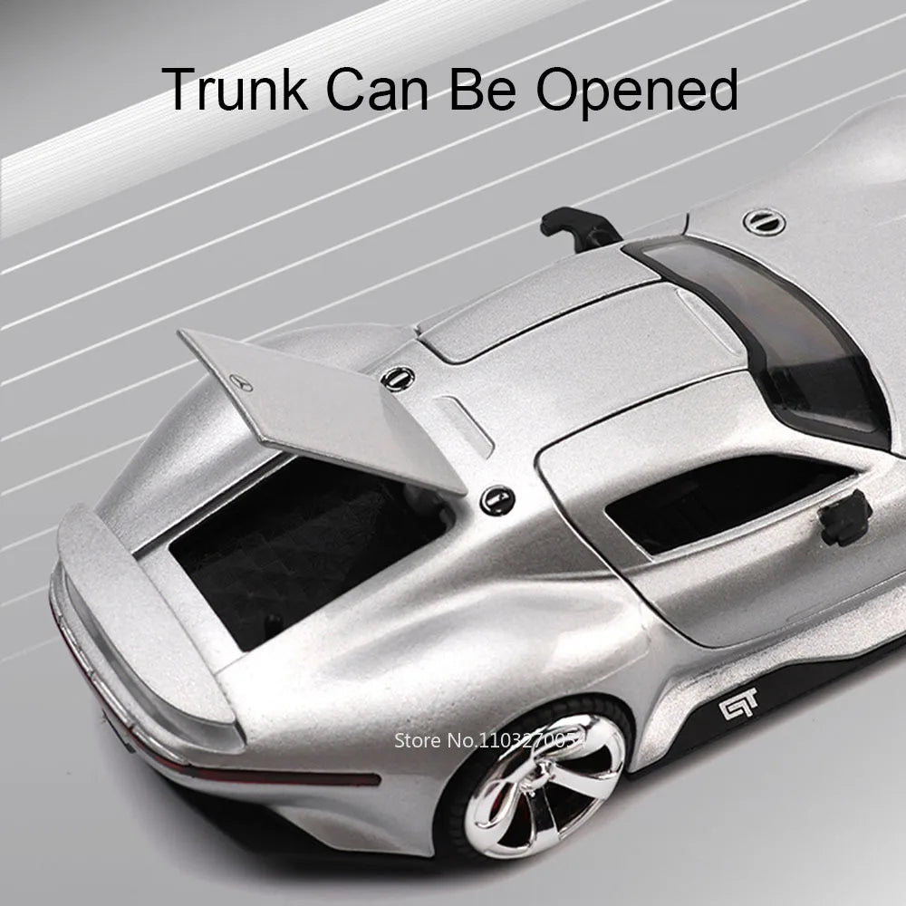1:32 GT Sports Car SLR 772S Diecast Alloy Model Toys Doors Opened with Sound Light Pull Back Miniature Vehices for Children Gift