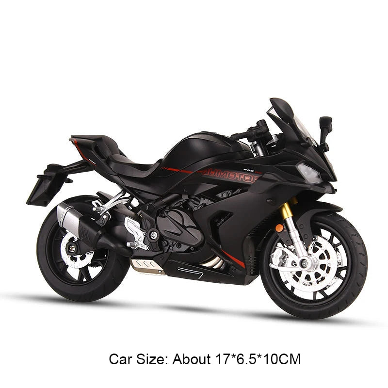 1:12 QJMOTOR QJ600RS Alloy Car CFMOTO 450SR Diecast Motorcycle Model Toys with Light Wheel Damping Vehices Child Christmas Gifts