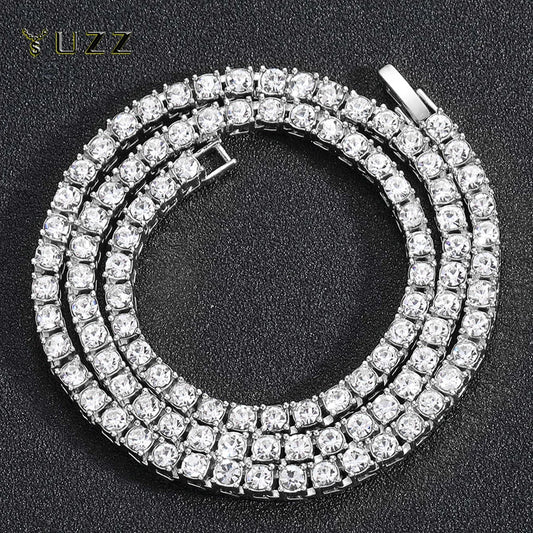 Hip Hop 5MM Tennis Chain Iced Out Bracelet Necklace Men Fashion Silver Color Tennis Jewelry Chains Women 20inch Choker Punk Gift