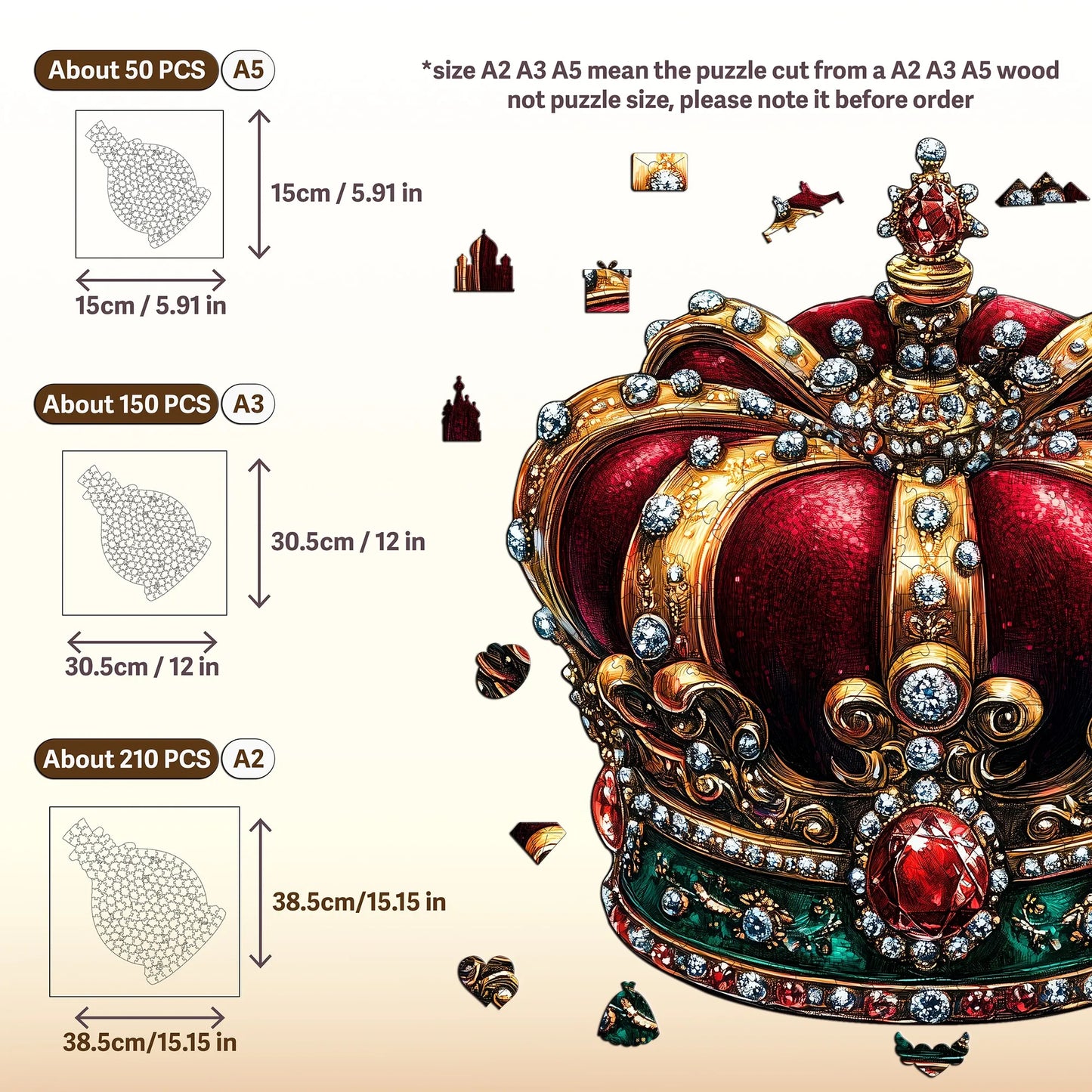 Crown and Cuisine Theme Wooden Jigsaw Puzzle Wood Home Decor Painting Christmas and Halloween Gift Toy For Teen And Kid