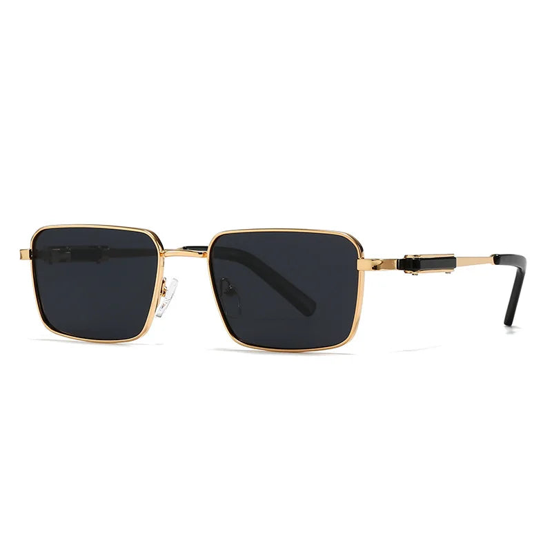 JNPCXI Polarized Rectangle Punk Sunglasses Men Luxury Brand Retro Sun Glasses for Male Steampunk Driving Eyewear UV400