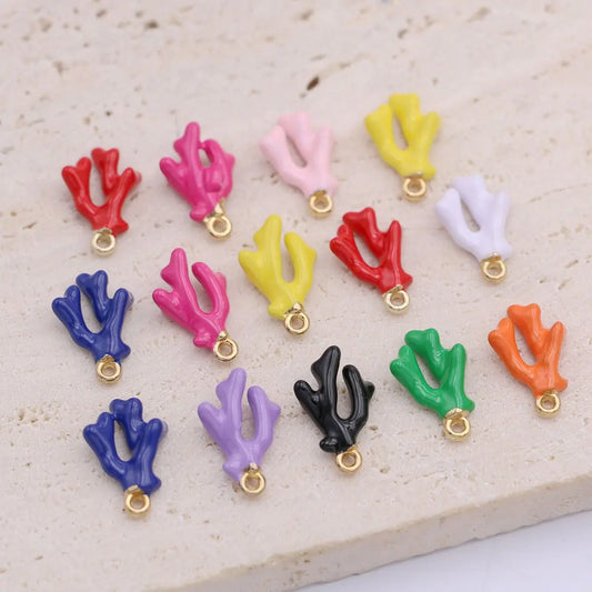 10Pcs Mix Random Colorful Coral Charm Pendant for Jewelry Making Earrings Necklace DIY Accessories Craft