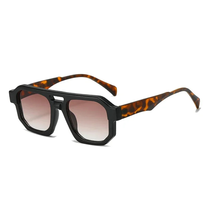 JNPCXI Double Bridges Square Women Gradient Purple Multicolor Sunglasses Fashion Frame Men Retro Punk Sun Glasses Shades UV400