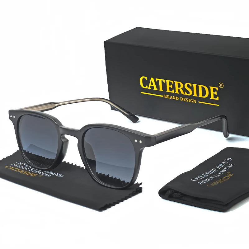 CATERSIDE Round Retro Sunglasses Men's Punk Fashion Brand Design Sun Glasses Women Travel Outdoor UV400 Shades Propionic Temple