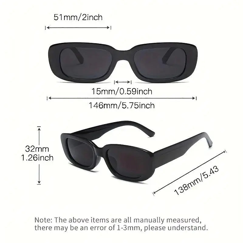 Fashion Narrow Square Frame Y2K Sun Glasses Candy Color UV400 Protection Black Shades Eyewear for Women Men
