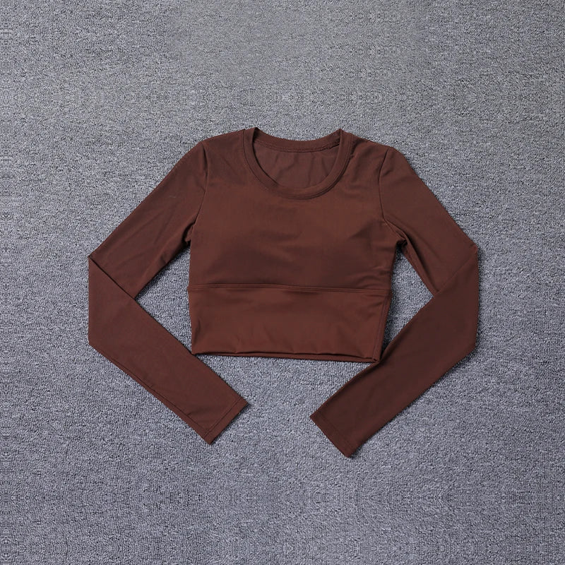 Womens Workout Long Sleeve Yoga Basic Tee Shirt Casual Round Neck Slim Athletic Running Solid T-Shirt Top