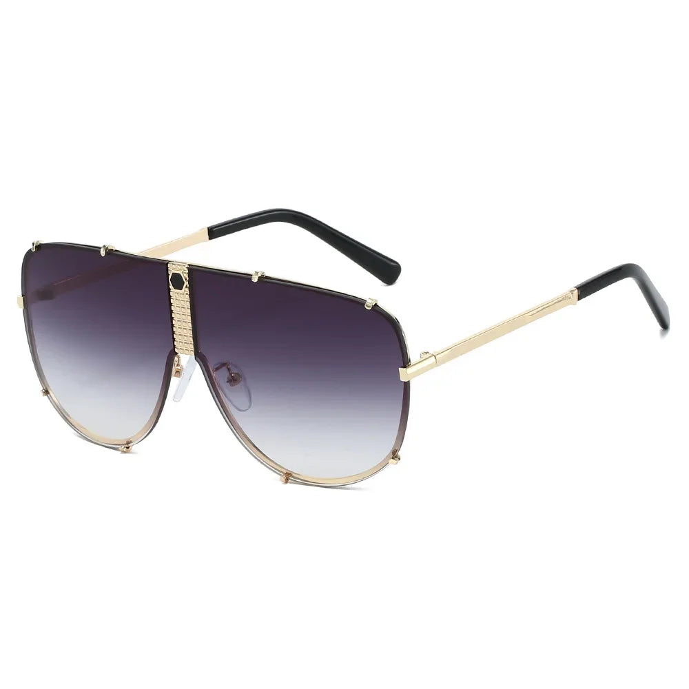 JNPCXI New Fashion Oversized Square Sunglasses Women Shades UV400 Retro Rivets Men Black Sun Glasses