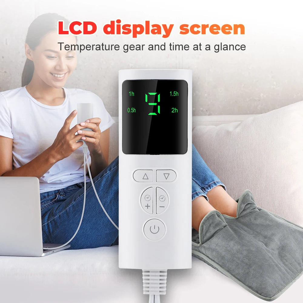 Winter Foot Warm Pad 9-Level Adjust Temperature Fast Heating Remote Control 4-Level Timer Flannel Feet Warmer LCD Display