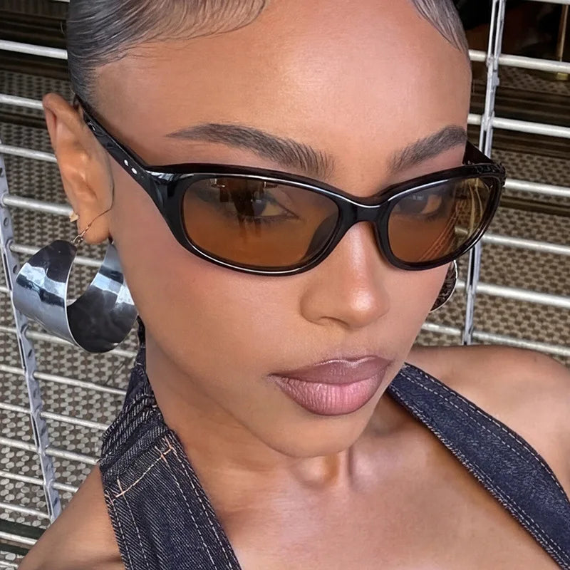 JNPCXI Retro Oval Sunglasses for Women Men Cat Eye Y2K Designer UV400 Sun Glasses Outdoor Sports Eyewear Hiking Cycling Shades