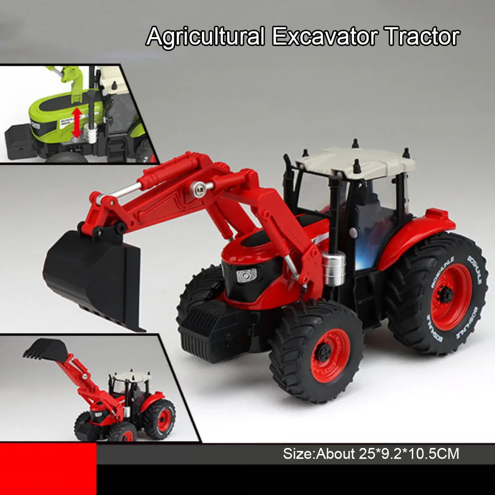 1:32 Alloy Excavator Bulldozer Diecast Models Toys Car with Sound Light Front Wheel Steering Engineering Vehicles Children Gifts