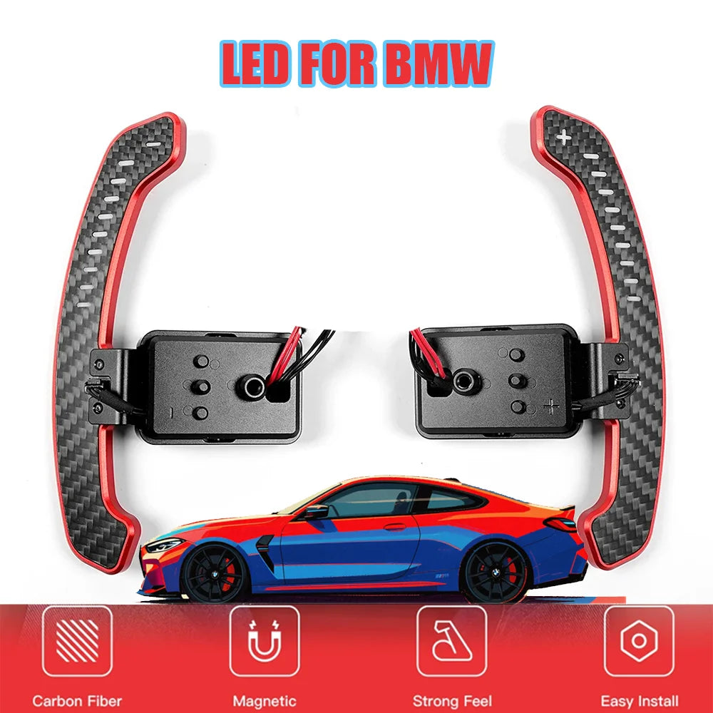 Aluminum Alloy LED Magnetic Carbon Fiber Paddle Shifters For BMW X models: F15 F16 F25 F26 F48 F49 F85 F86 M models: F80 F82 F83
