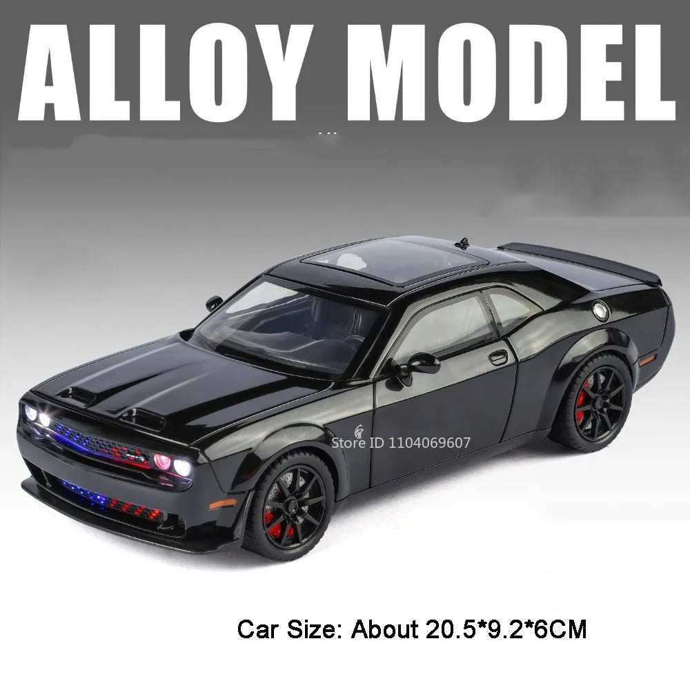 1:24 Hellcat Viper Miniature Sports Car Alloy Diecast Model Toys Front Wheel Steering Sound Light Pull Back Vehices Collectibles