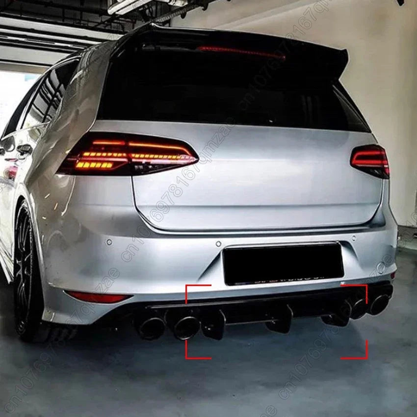 For Volkswagen Golf 7 MK 7 R GTI 2013-2017 Car Rear Bumper Diffuser Tail Splitter Spoilers Protector Guard Lip Body Kits Black