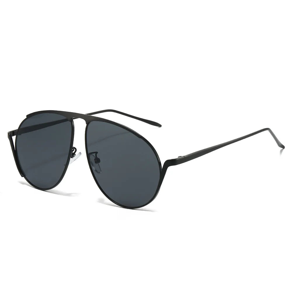 JNPCXI New Retro Metal Pilot Women Sunglasses Fashion Oversized Men Shades UV400 Black Tea Sun Glasses