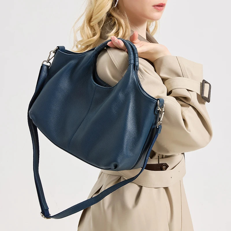 Women's Genuine Leather Handbag Large Capactiy Crossbody Shoulder Bag Female luxury designers waxed cowhide leather tote bag