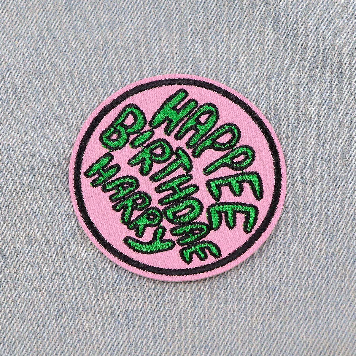 Happy Birthday Embroidery Patch Movie Iron On Patches for Clothing Thermoadhesive Patches Round Patches On Clothes Badge DIY Sew