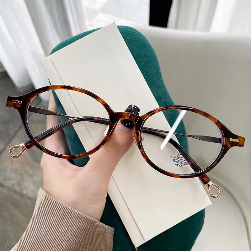 JNPCXI New Vintage TR90 Round Glasses Frame Women Fashion Clear Anti-Blu-Ray Lens Eyewear Men Optical Frame