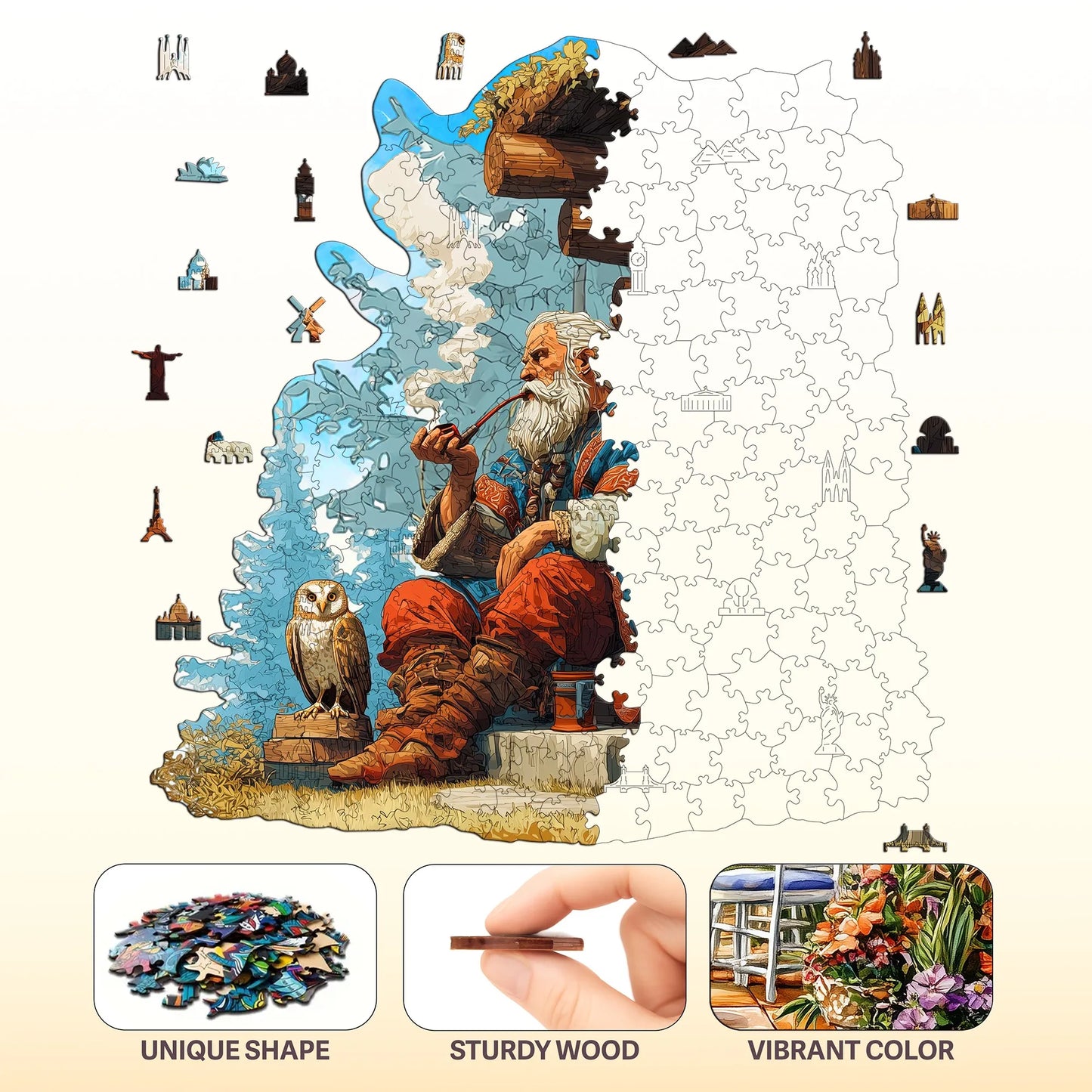 Humans Nature And Animals Wooden Jigsaw Puzzle Romantic Style Wooden Decor Christmas and Halloween Gift Toy for Teen and Kid