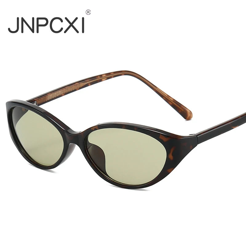JNPCXI Small Oval Women's Sunglasses Fashion Leopard Brown Hot Sun Glasses Female Retro Colorful Shade Eyeglass