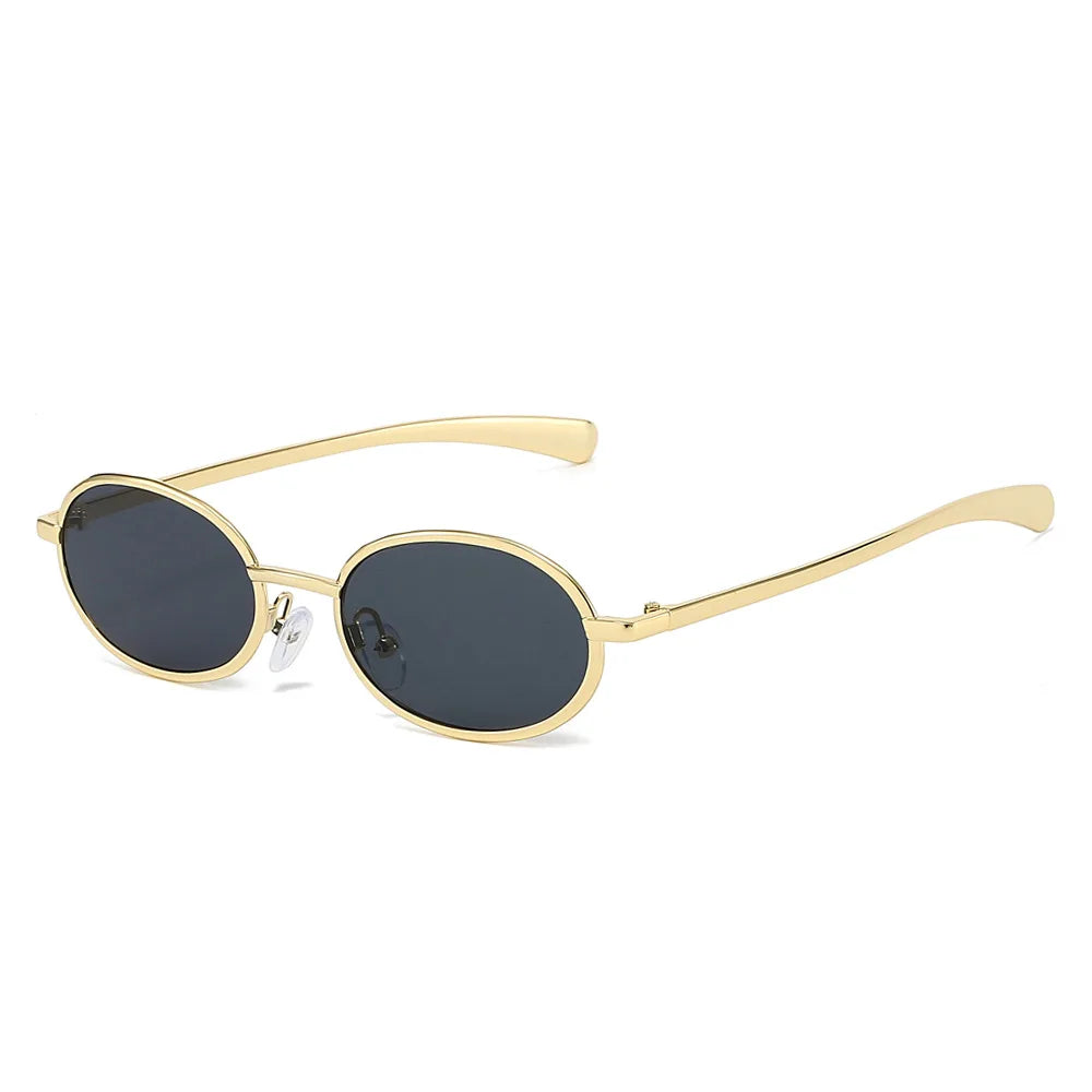 JNPCXI New Retro Small Oval Metal Sunglasses Women Silver Shades UV400 Fashion Gradient Men Punk Sun Glasses