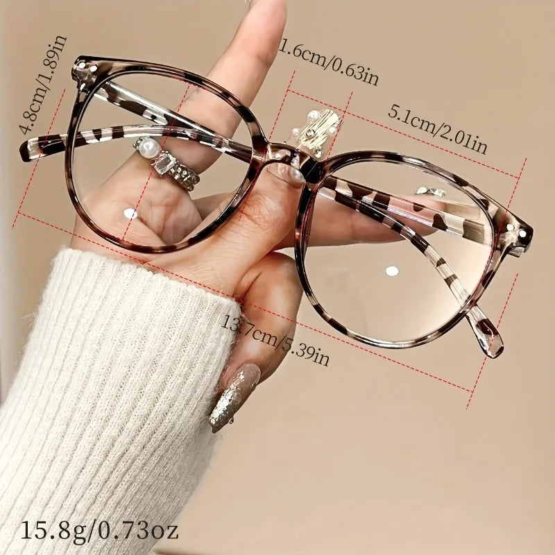 2pcs College Style Ladies Elegant Round Fashion Combination Glasses for Work Commuting Willow Nails Decoration