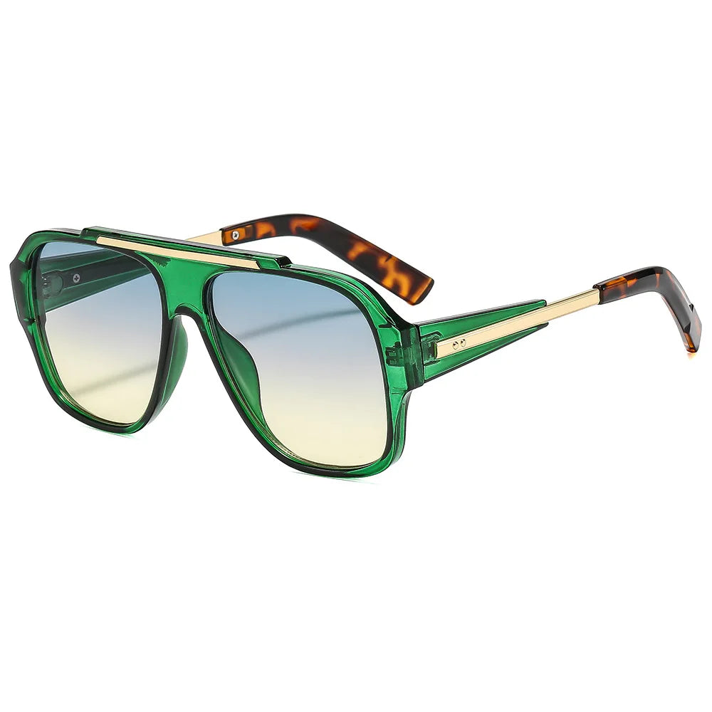 JNPCXI New Fashion Rivets Square Women Sunglasses Shades UV400 Retro Trending Gradient Men Punk Yellow Sun Glasses