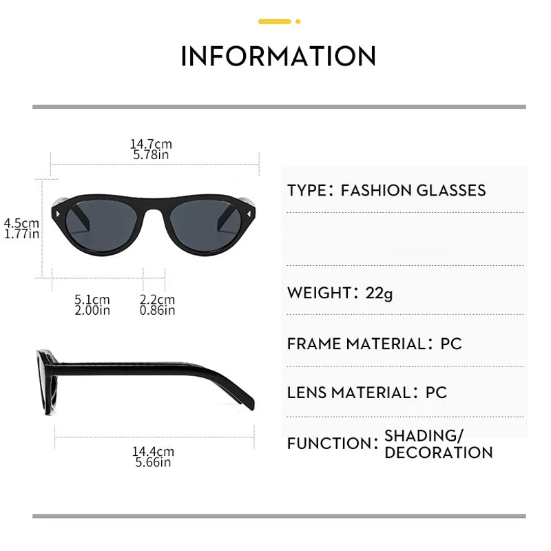JNPCXI Fashion Cat Eye Sunglasses for Men Women Vintage Punk SunGlasses Men's Unisex Eyewear Steampunk Rivet UV400