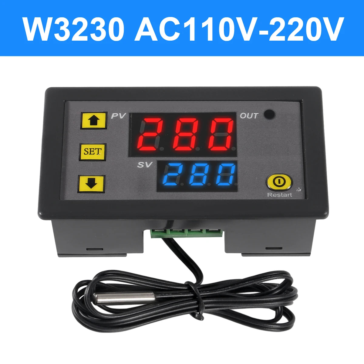 W3230 Mini Digital Temperature Controller 12V 24V 220V Thermostat Regulator Heating Control Thermoregulator With Sensor