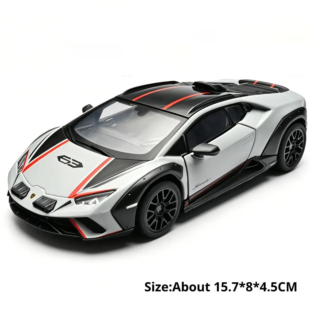 1:32 Huracán SVJ63 Alloy Sportscar Toys Diecast Model Rubber Tires Doors Opened Pull Back Miniature Vehices for Boy Fashion Gift