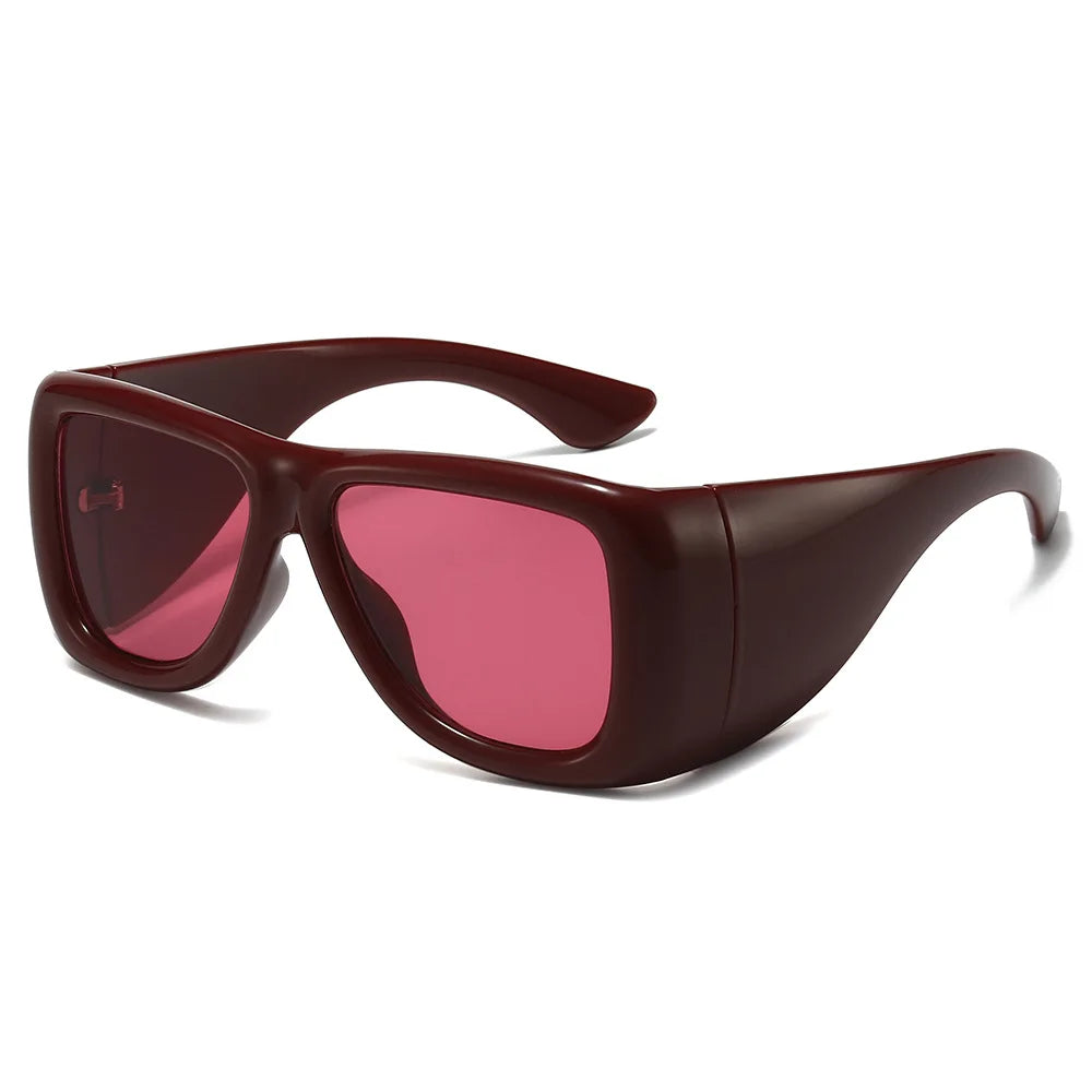 JNPCXI New Oversized Square Jelly Color Sunglasses Women Fashion Wide Legs UV400 Retro Men Trending Punk Outdoor Sun Glasses