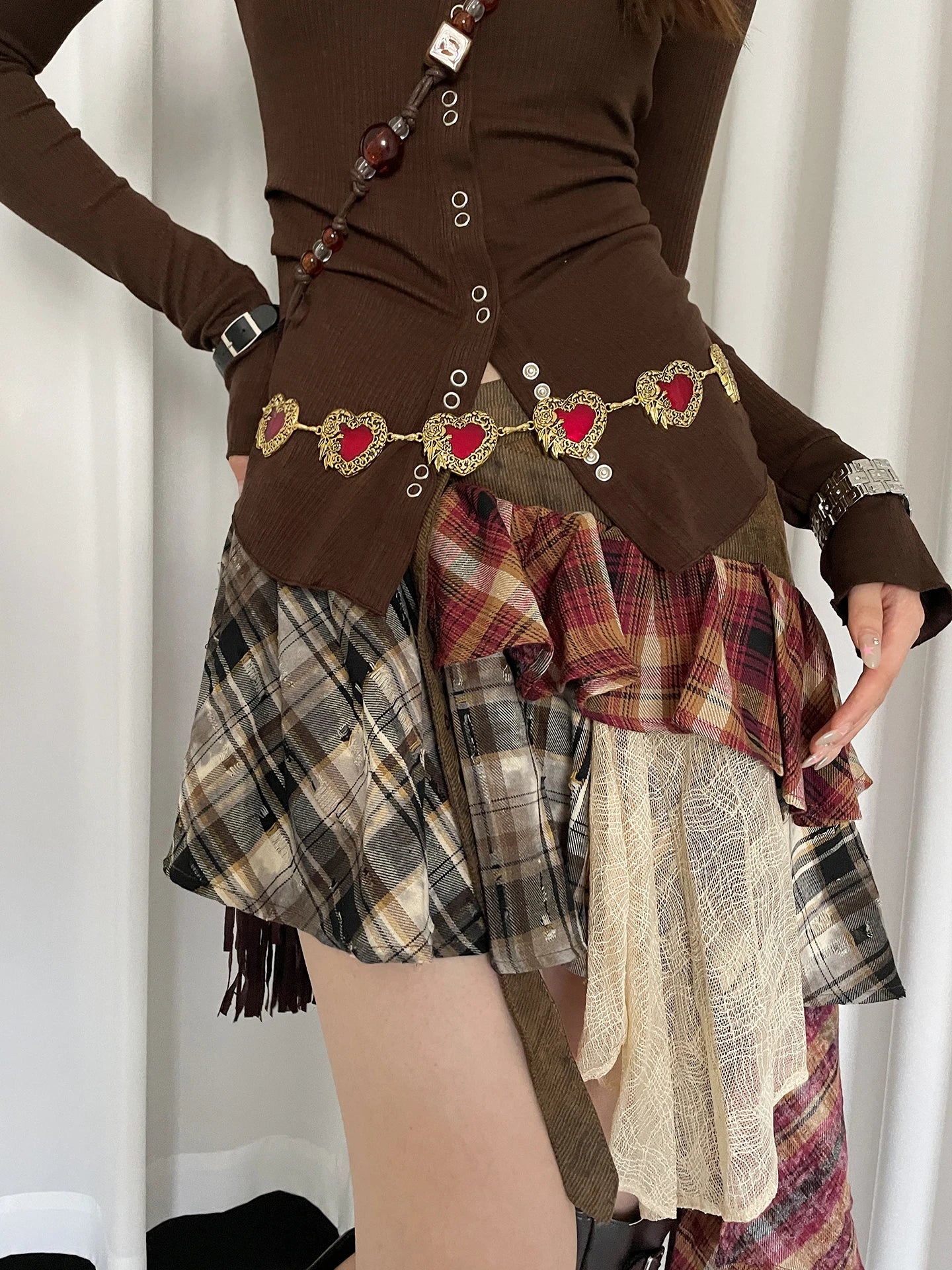 Retro Bohemian Style Heart Belt For Women With Skirt Design Sense Ethnic Style Leather Belt For Jeans