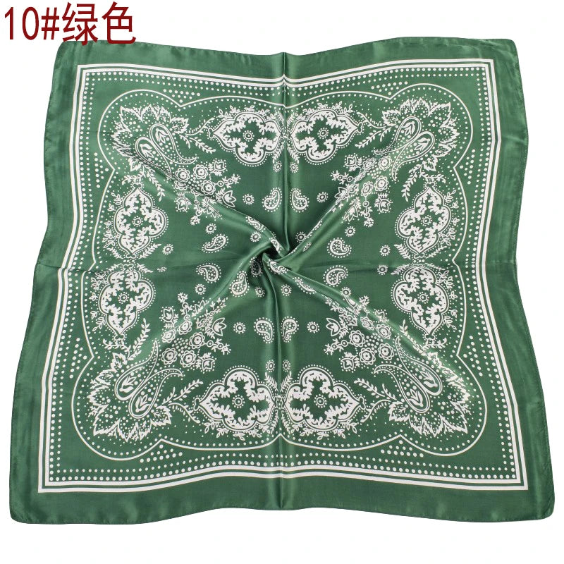 European and American Hot Sale Vintage Paisley Small Cashew Flower 70*70 Satin Square Silk Scarf