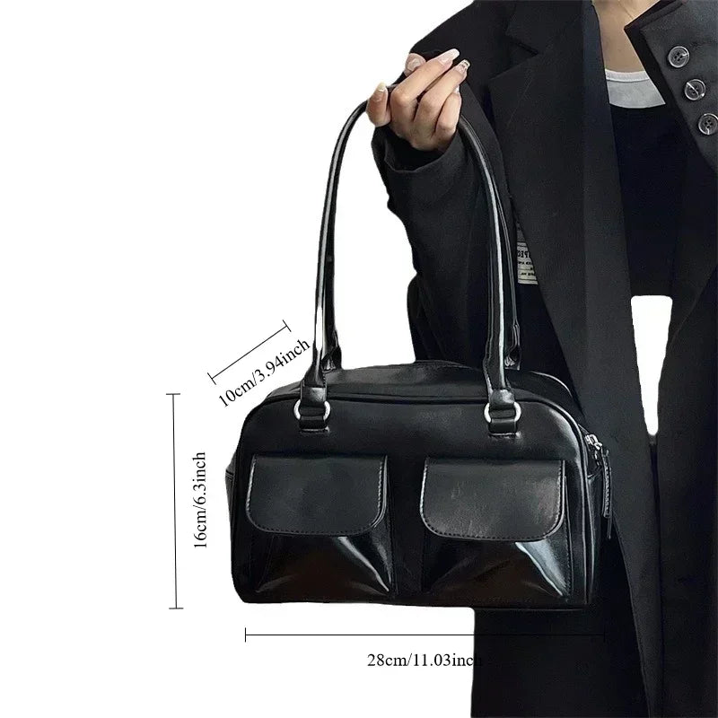 Vintage Women Business Shoulder Bags Classy Commute Tote Bag Pu Leather Handbags