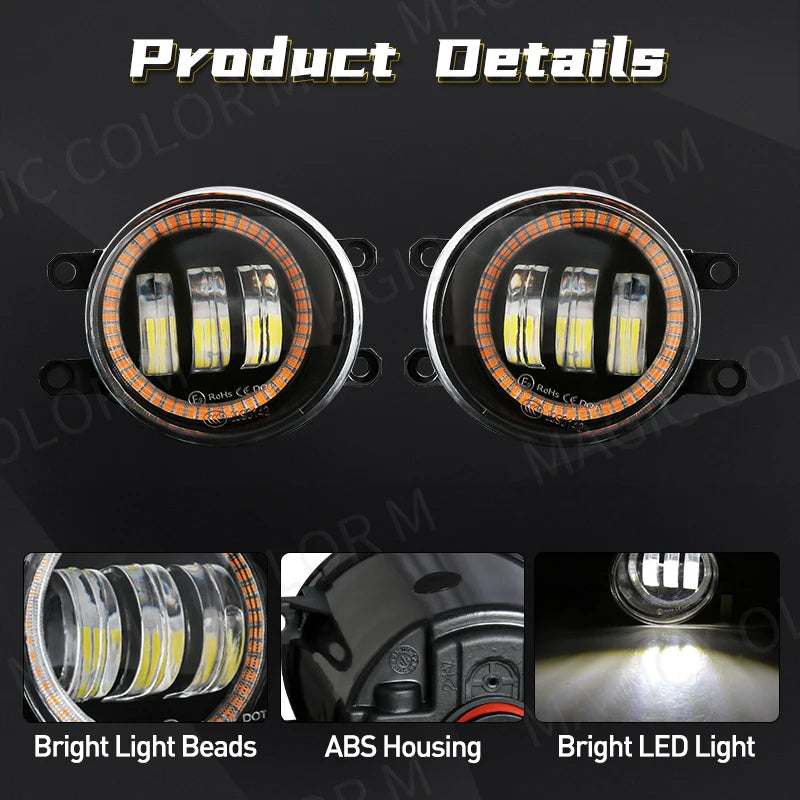 Angel Eye Fog Light For Toyota Highlander Kluger Avalon Prius C-HR CHR Estima 4Runner Car LED DRL Daytime Running Lamp 12V 2Pcs