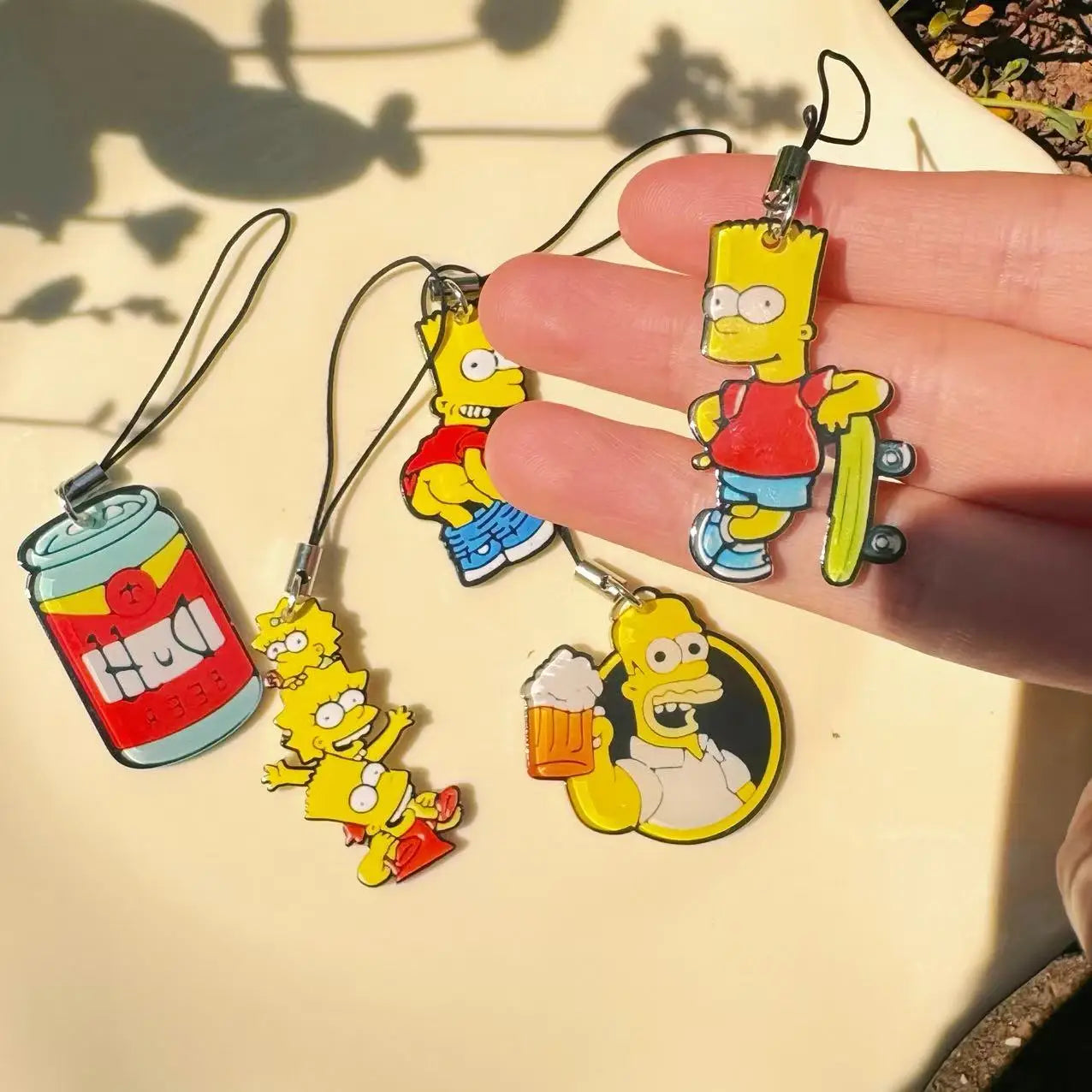 5/10pcs Cartoon  Acrylic Phone Chains Cute Unisex Cellphone Pendant Charms Anti-Loss Keychains Lanyard Jewelry for Fans
