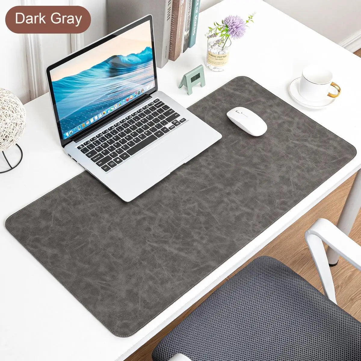 Imitation Crazy Horse Leather Large Gaming Mouse Pad, Desk Mat Protector Stitched Edge, XL Extended Desk Pad for Office Home