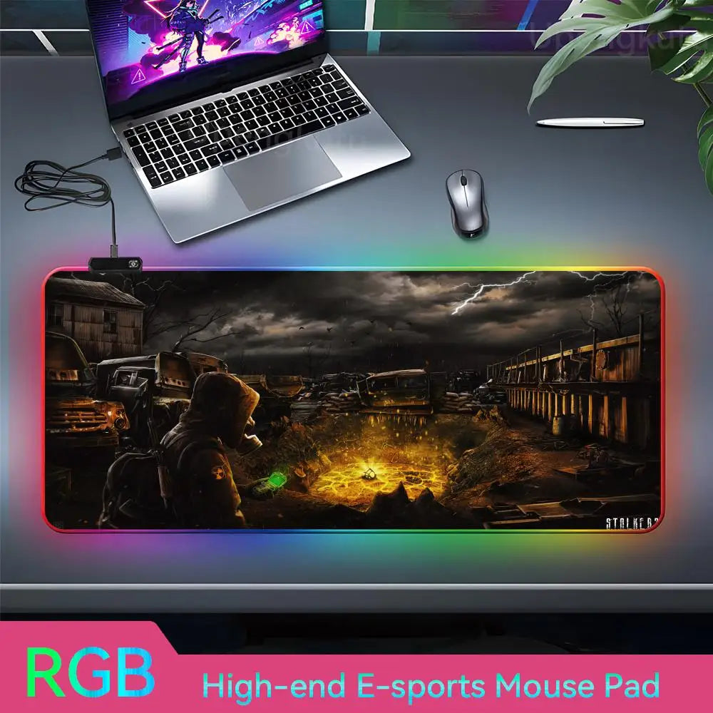 Stalker2 PC Mouse RGB 3mm Rubber Mouse Pad LED Lamp Desk Anime Keyboard Mat 5