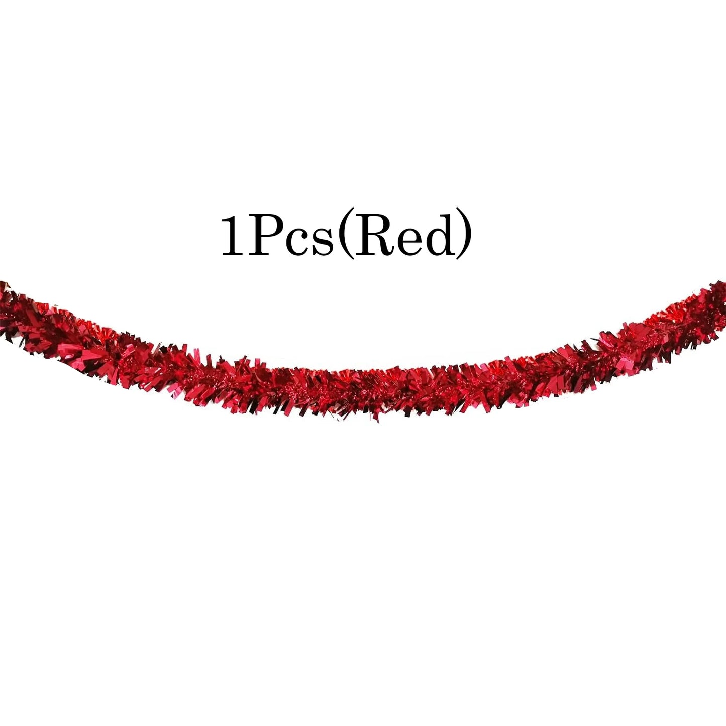 6.56ft Tinsel Garland, Christmas Metallic Hanging Green Red Gold Black Tinsel Garland For Xmas Tree Home And Party Decoration