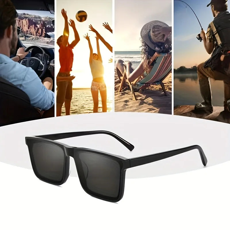 1pc Men'S Simple Black Square Fashion Glasses,for Men Women, Outdoor Travel, Driving, Photography Prop